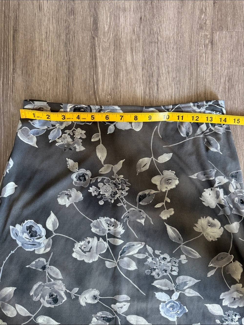 Wrapper Gray A-Line Skirt with Light Blue Floral Print - Picture 5 of 8